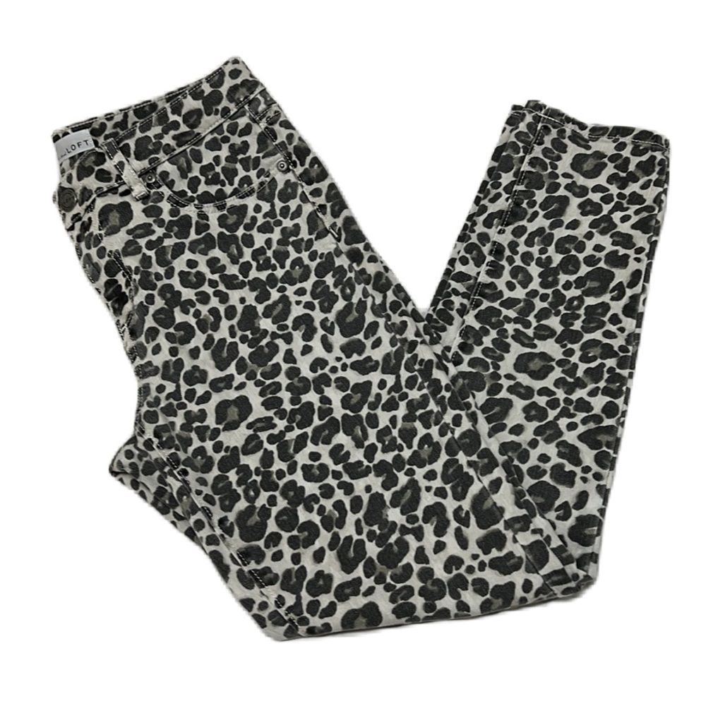 LOFT, 98% Cotton, Leopard Print, Animal Print, Modern Skinny Pants, Multi, 2/26